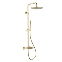 Regendoucheset Stria Geborsteld Goud (PVD) (Cool-touch) 30cm Regendouche met thermostaatkraan