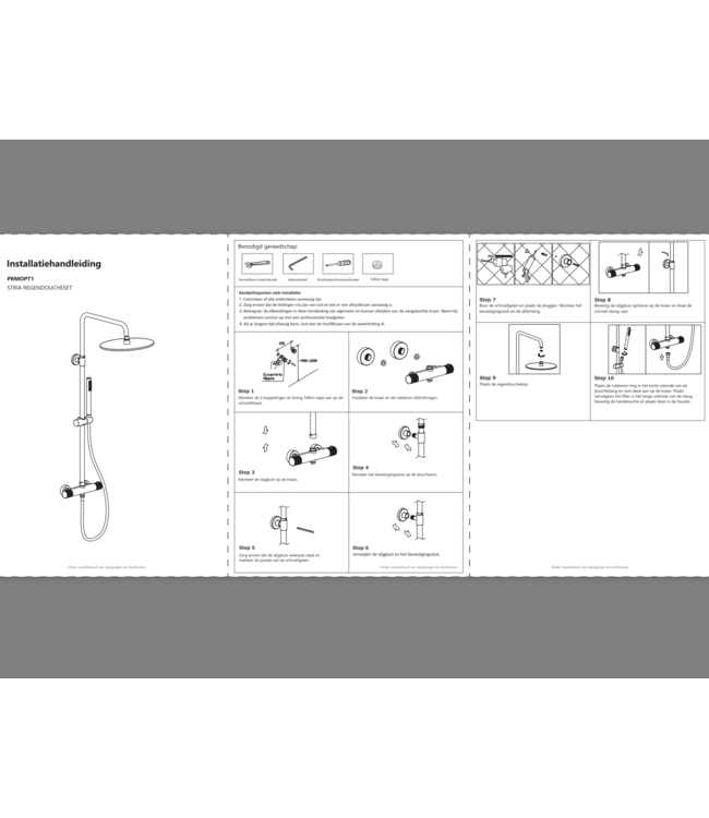 Regendoucheset Stria Mat Zwart (PVD) (Cool-touch) 30cm Regendouche met thermostaatkraan