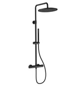 Regendoucheset Stria Mat Zwart (PVD) (Cool-touch) 30cm Regendouche met thermostaatkraan