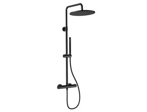 Regendoucheset Stria Mat Zwart (PVD) (Cool-touch) 30cm Regendouche met thermostaatkraan