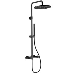 Regendoucheset Stria Mat Zwart (PVD) (Cool-touch) 30cm Regendouche met thermostaatkraan