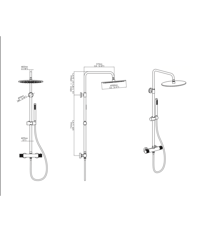 Regendoucheset Stria Geborsteld RVS (Cool-touch) 30cm Regendouche met thermostaatkraan