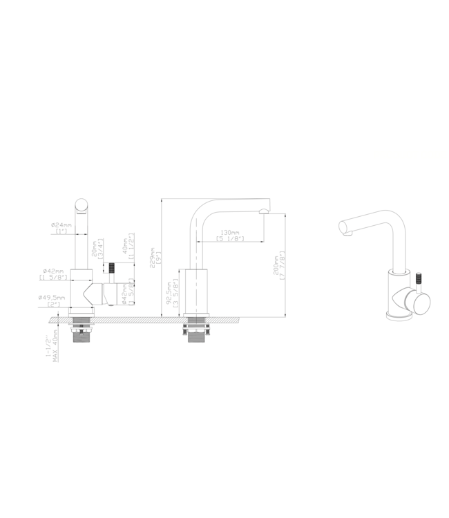 Wastafelkraan Stria Mat Zwart PVD-Gecoat Cold-start met draaibaar uitloop
