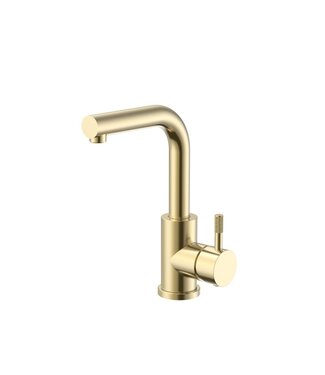 ALONI Wastafelkraan Stria Geborsteld Goud PVD-Gecoat Cold-start met draaibaar uitloop
