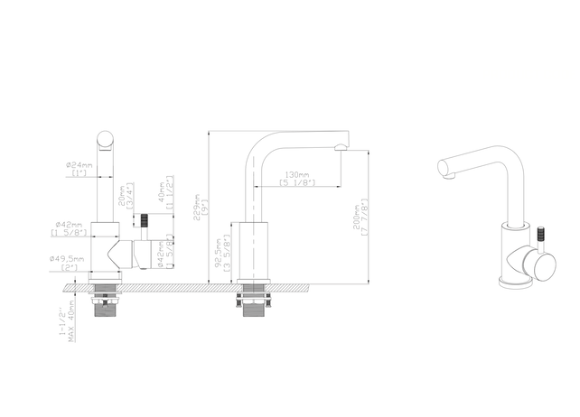 Wastafelkraan Stria Geborsteld RVS Cold-start met draaibaar uitloop