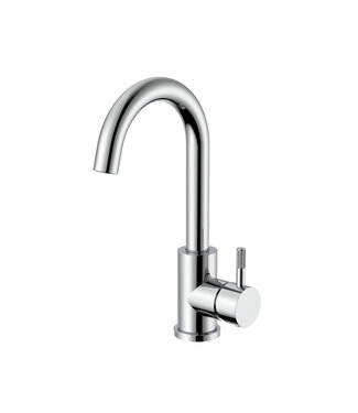 ALONI Wastafelkraan Stria Cold-start Chroom Gebogen met draaibaar uitloop