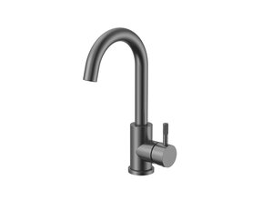 Wastafelkraan Stria Cold-start Gunmetal PVD-Gecoat Gebogen met draaibaar uitloop