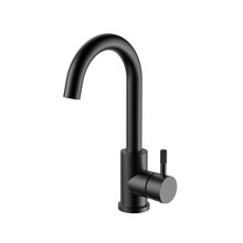 Wastafelkraan Stria Cold-start Mat Zwart PVD-Gecoat Gebogen met draaibaar uitloop