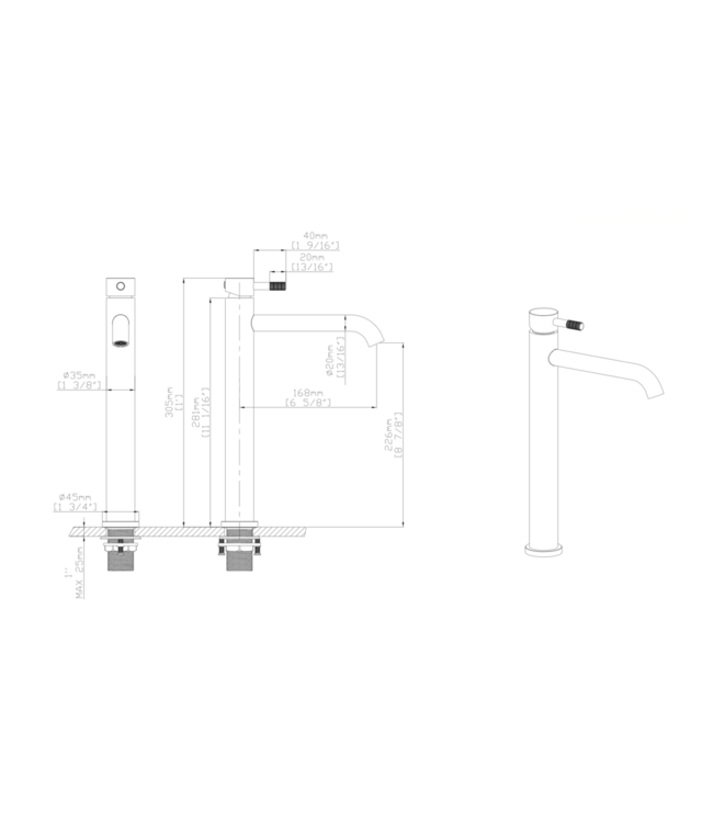 Wastafelkraan Stria Hoog Geborsteld Goud PVD-gecoat Cold-start