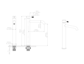 Wastafelkraan Stria Hoog Gunmetal PVD-gecoat Cold-start