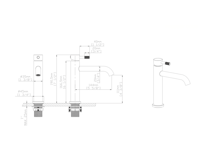 Wastafelkraan Stria Laag Chroom Cold-start