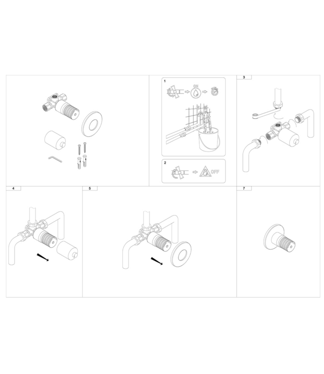 Bidetkraan Flow Mat Zwart Warm / Koud - Inbouw stopkraan voor toilet met bidet