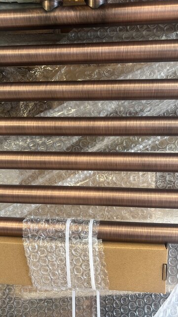 Handdoekradiator 120x60cm Geborsteld Koper - 414 Watt Midden aansluiting