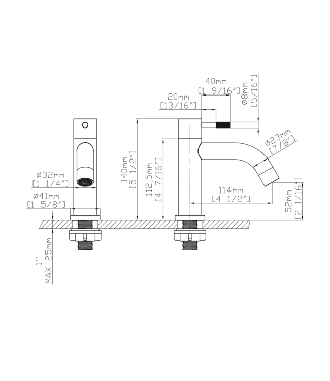 Fonteinkraan Stria Chroom Opbouw G1/2"