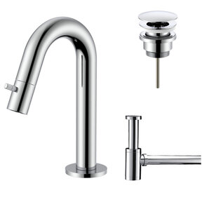 Fonteinkraan set Stria Lux Chroom Toiletkraan + Sifon + Clickwaste