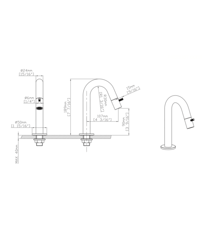 Fonteinkraan set Stria Lux Geborsteld RVS Toiletkraan + Sifon + Clickwaste