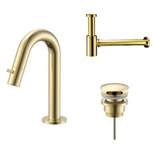Fonteinkraan set Stria Lux Geborsteld Goud (PVD) Toiletkraan + Sifon + Clickwaste