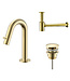 ALONI Fonteinkraan set Stria Lux Geborsteld Goud (PVD) Toiletkraan + Sifon + Clickwaste