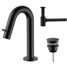 Fonteinkraan set Stria Lux Mat Zwart (PVD) Toiletkraan + Sifon + Clickwaste