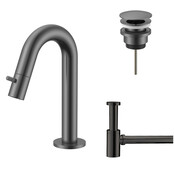 Fonteinkraan set Stria Lux Gunmetal (PVD) Toiletkraan + Sifon + Clickwaste
