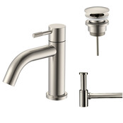 Fonteinkraan set Stria Geborsteld RVS Toiletkraan + Sifon + Clickwaste