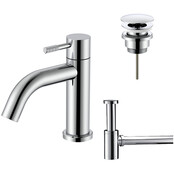 Fonteinkraan set Stria Chroom Toiletkraan + Sifon + Clickwaste