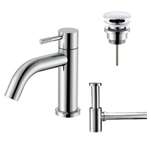 Fonteinkraan set Stria Chroom Toiletkraan + Sifon + Clickwaste