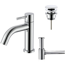 Fonteinkraan set Stria Chroom Toiletkraan + Sifon + Clickwaste