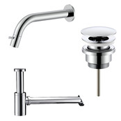 Fonteinkraan set Inbouw  Stria Chroom inkortbaar Toiletkraan + Sifon + Clickwaste