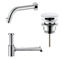 Fonteinkraan set Inbouw  Stria Chroom inkortbaar Toiletkraan + Sifon + Clickwaste