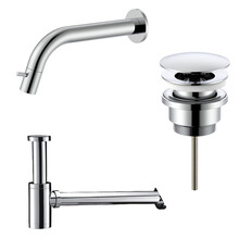 Fonteinkraan set Inbouw  Stria Chroom inkortbaar Toiletkraan + Sifon + Clickwaste