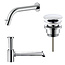 ALONI Fonteinkraan set Inbouw  Stria Chroom inkortbaar Toiletkraan + Sifon + Clickwaste
