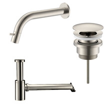 Fonteinkraan set Inbouw  Stria RVS inkortbaar Toiletkraan + Sifon + Clickwaste