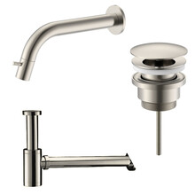 Fonteinkraan set Inbouw  Stria RVS inkortbaar Toiletkraan + Sifon + Clickwaste