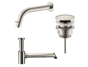 Fonteinkraan set Inbouw  Stria RVS inkortbaar Toiletkraan + Sifon + Clickwaste