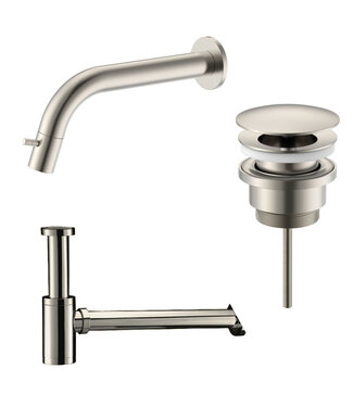 ALONI Fonteinkraan set Inbouw  Stria RVS inkortbaar Toiletkraan + Sifon + Clickwaste