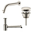 ALONI Fonteinkraan set Inbouw  Stria RVS inkortbaar Toiletkraan + Sifon + Clickwaste