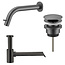 ALONI Fonteinkraan set Inbouw Stria Gunmetal inkortbaar Toiletkraan + Sifon + Clickwaste
