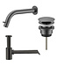 Fonteinkraan set Inbouw Stria Gunmetal inkortbaar Toiletkraan + Sifon + Clickwaste