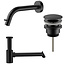 ALONI Fonteinkraan set Inbouw Stria Mat Zwart inkortbaar Toiletkraan + Sifon + Clickwaste