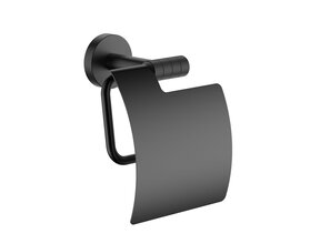 Toiletrolhouder Stria Mat Zwart (PVD-gecoat) met klep