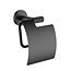 ALONI Toiletrolhouder Stria Mat Zwart (PVD-gecoat) met klep