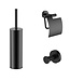 ALONI Toilet Accessoires Set Stria Mat Zwart PVD-Gecoat  - Toiletborstelhouder + Toiletrolhouder + Handdoekhaak