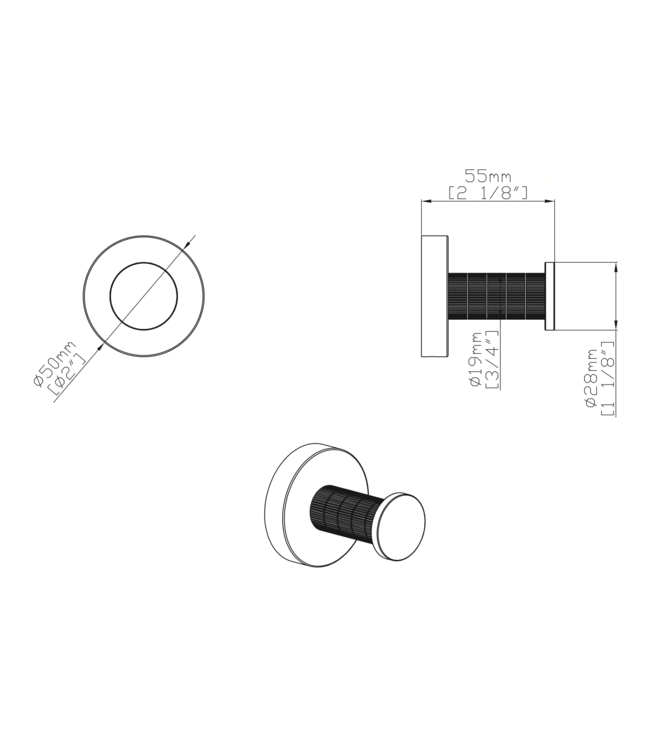 Toilet Accessoires Set Stria Mat Zwart PVD-Gecoat  - Toiletborstelhouder + Toiletrolhouder + Handdoekhaak