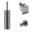 ALONI Toilet Accessoires Set Stria Gunmetal PVD-Gecoat  - Toiletborstelhouder + Toiletrolhouder + Handdoekhaak