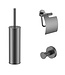 ALONI Toilet Accessoires Set Stria Gunmetal PVD-Gecoat  - Toiletborstelhouder + Toiletrolhouder + Handdoekhaak