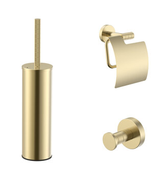 ALONI Toilet Accessoires Set Stria Geborsteld Goud PVD-Gecoat  - Toiletborstelhouder + Toiletrolhouder + Handdoekhaak