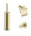 Toilet Accessoires Set Stria Geborsteld Goud PVD-Gecoat  - Toiletborstelhouder + Toiletrolhouder + Handdoekhaak