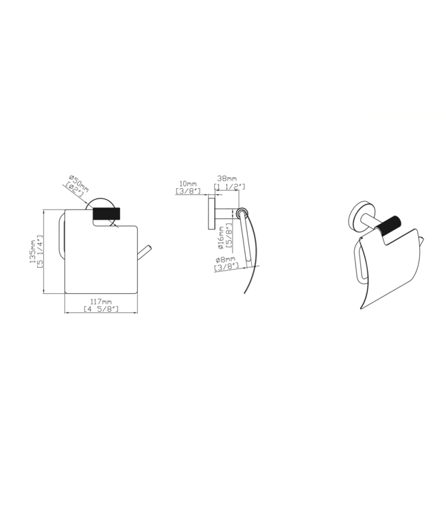 Toilet Accessoires Set Stria Geborsteld RVS - Toiletborstelhouder + Toiletrolhouder + Handdoekhaak