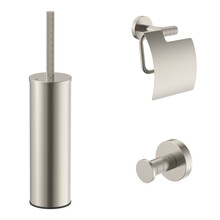 Toilet Accessoires Set Stria Geborsteld RVS - Toiletborstelhouder + Toiletrolhouder + Handdoekhaak